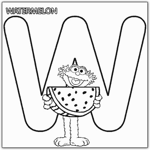 coloriage 1 rue sesame alphabet w